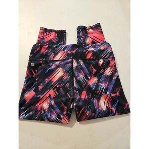 Fabletics Black Multicolor Athletic Workout Leggings Capri Pants Size M (A1225